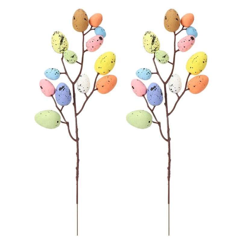 Colorful Easter Flower Skewers Centerpieced Artificial Easter Eggs Flower Bouque Beautiful Addition for Holiday Decors