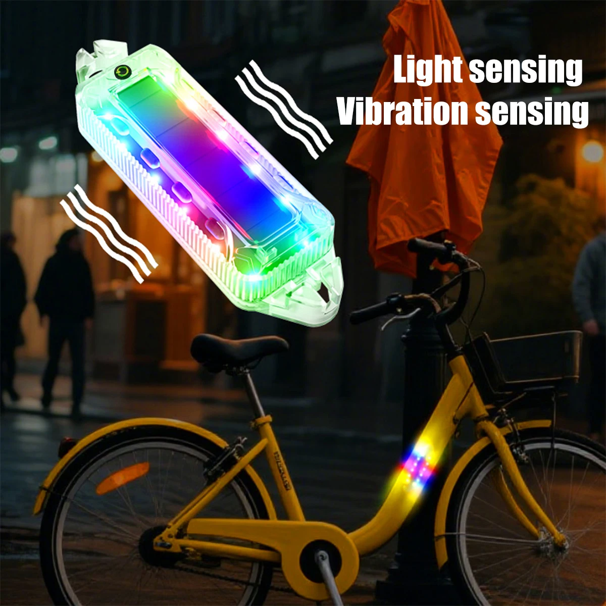 1 قطعة LED الشمسية تحذير ضوء إحترافي متعدد الألوان ليلة الأمن المضادة للتصادم الخلفي الذيل تحذير مصباح إشارة لسيارة دراجة نارية