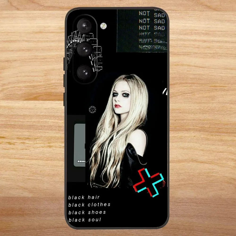 Singer Avril Lavigne Phone Case For Samsung S23,23,22,30,21,10,9,Note20 Ultra,Lite,Ultra,5G,Plus,FE,Black Soft Case