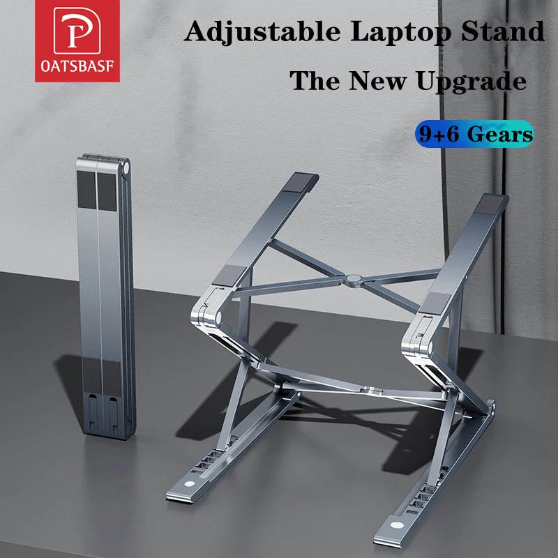 

Oatsbasf Angle Adjustable Laptop Stand Aluminum Foldable Computer Stand Cooling Pad Tablet Holder Bracket for Macbook