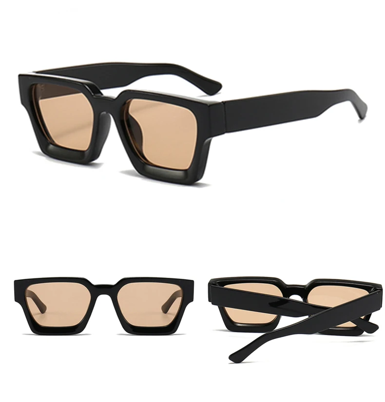 SO&EI Fashion Square Frauen Luxus Sonnenbrille Retro Marke Designer Männer Trend Leopard Blau Grün Sonnenbrille Shades UV400 – Detail 18
