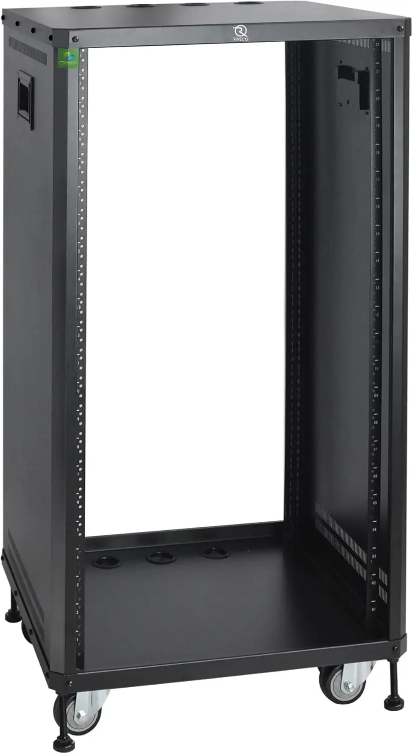 

RIVECO POMU 22U Стерео и серверная стойка с колесиками, сетевым шкафом на колесиках, стойкой с открытой рамой для 19-дюймовой аудио-видео музыки