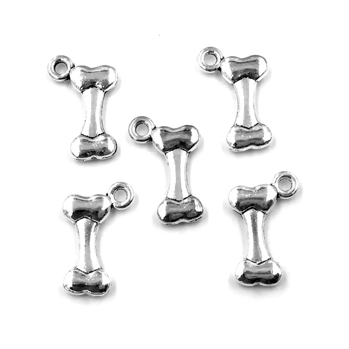 

100PCS Silver Tone Mini Bone Shape Charm Pendants 17x11mm DIY Earrings Bracelets Jewelry Making Supplies Handmade Materials Pack