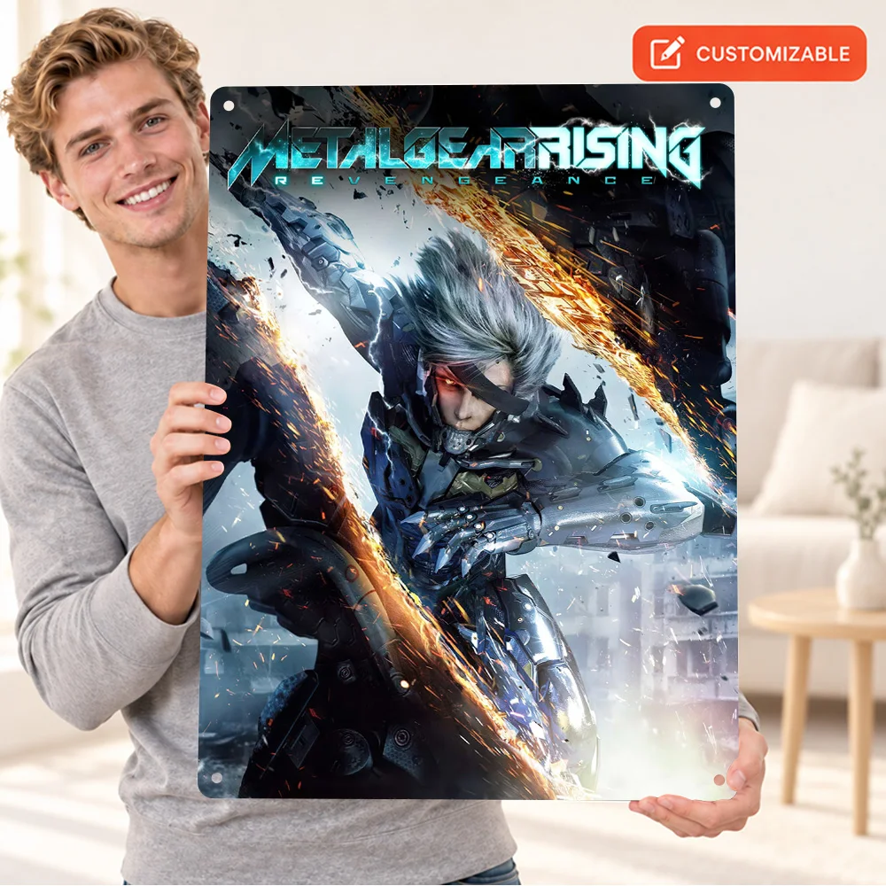 Metal Gear Rising Revengeance Printed Poster Customized Aluminum Sign Digital Illustration Wall Art For Bedroom Gaming Fan Gift