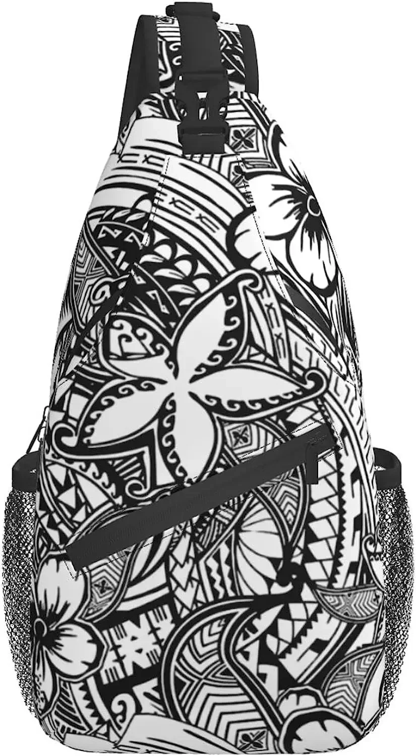 Hawaiian Polynesian Pattern Sling Bag Men Women's Chest Bags Casual Crossbody Daypack Shoulder Backpack Purses for Hiking