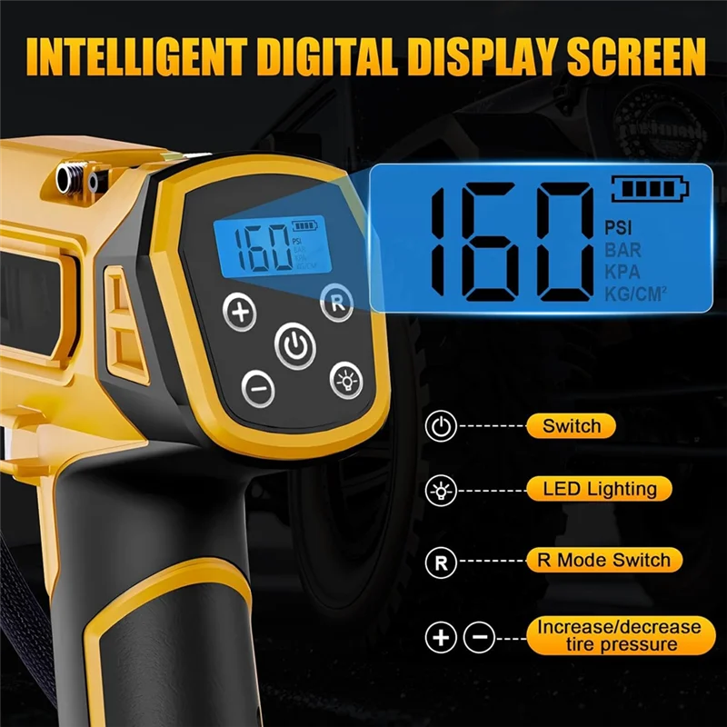 Compressor de ar sem fio RMWIN para DCB206 DCB205 DCB204 DCB181 com medidor de pressão digital