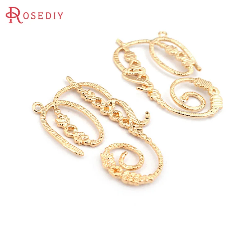 6PCS 18K Gold Color Curling Charms Pendants High Quality Necklace Earrings Diy Jewelry Accessories Rosediy official-website