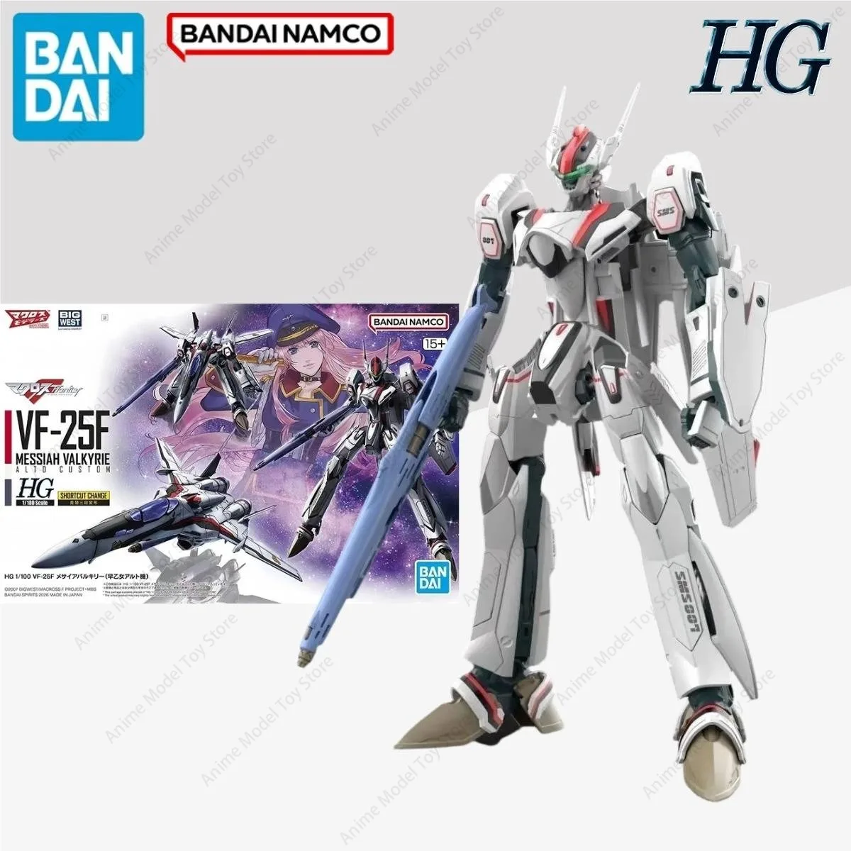 Figuras de Anime Originales de Bandai en Stock, Macross Frontier VF-25F Messiah Valkyrie Alto, Kits de Modelos, Juguetes de Acción, Regalos para Días Festivos