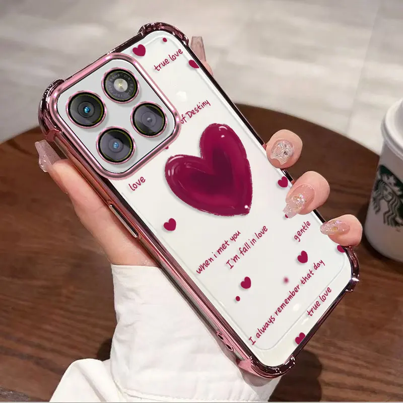 Plating Protective Cover For Motorola Moto Edge 2026 2025 Case TPU Four-corner Shockproof True love Pattern