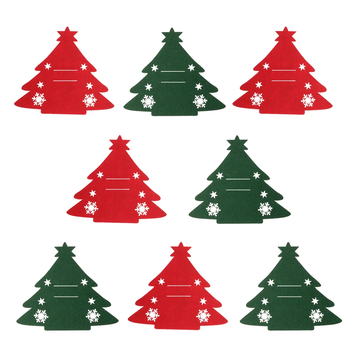 

8Pcs Christmas Tableware Cover Unique Tree Shape Cutlery Holder Dinner Decoration Red Green Party Table Ornament