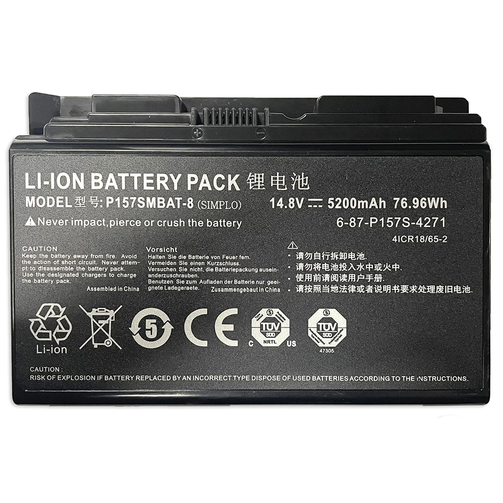 Imagem -04 - Bateria do Portátil para Clevo Terransforce P157smbat8 76.96wh P157s P157sm P177sm-a K780s-i7 K780e Series 7xinbox 14.8v 5200mah