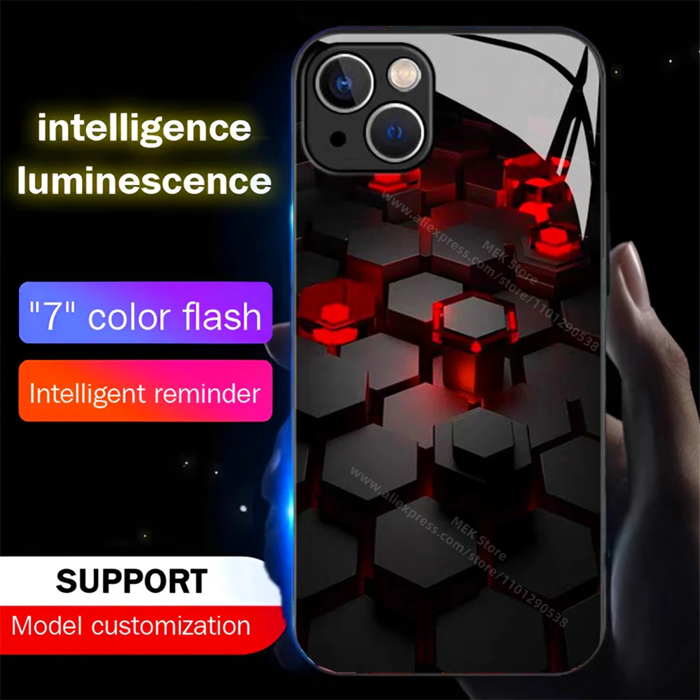 Popular Sense Of Technology LED Calling Light Flash Phone Case Luminous Cover For iPhone 16 15 14 13 12 11 Pro Max X XR Plus