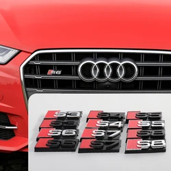 3D ABS Chrome Black Logo S3 S4 S5 S6 S7 S8 Emblem Car Front Grille Badge Sticker For Audi Auto Styling Modification Accessories