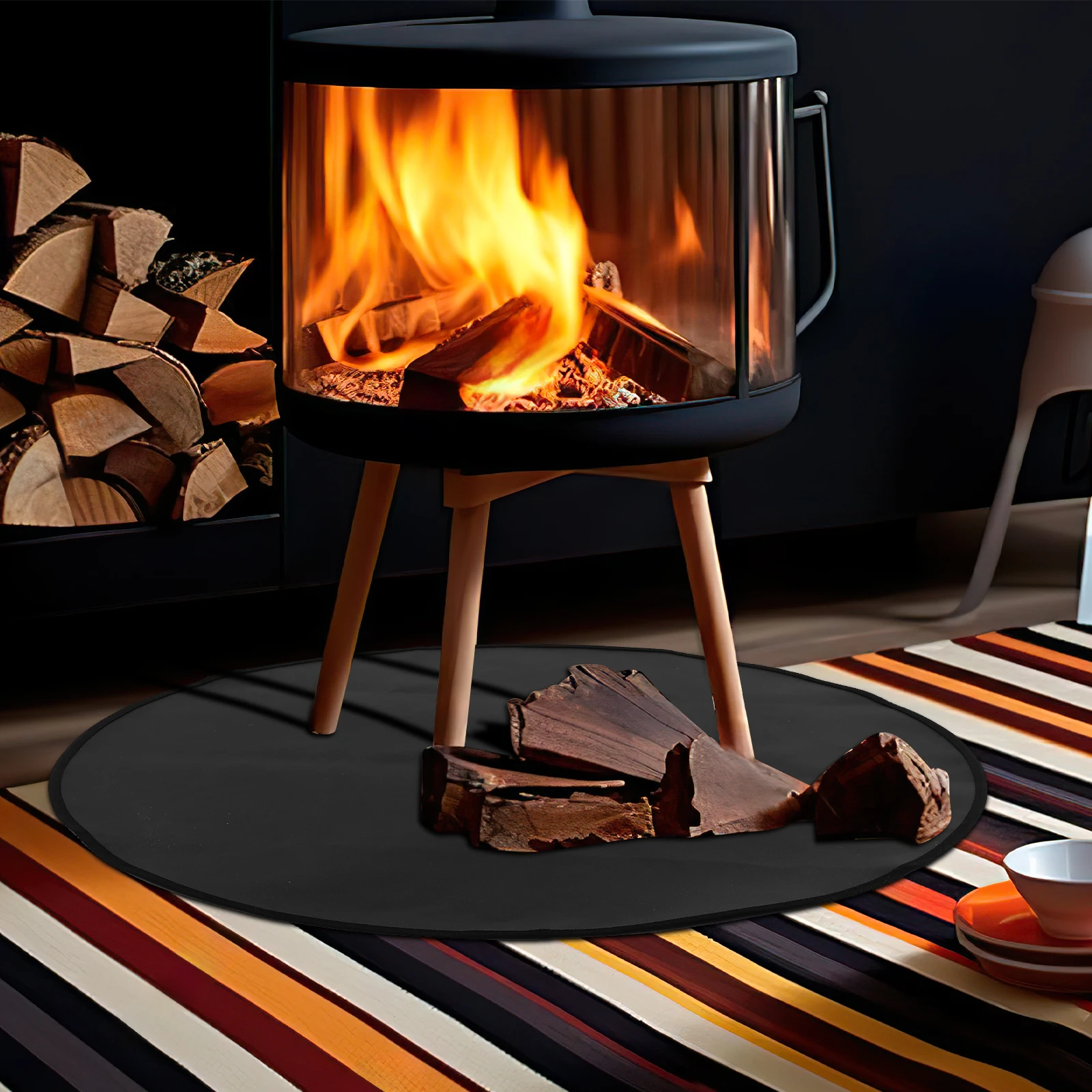 

Fireproof Mat Fireplace Stove Mats Large Round Size for Deck Grill Pit Fiberglass Cloth BBQ Camping Accessories Easy Storage