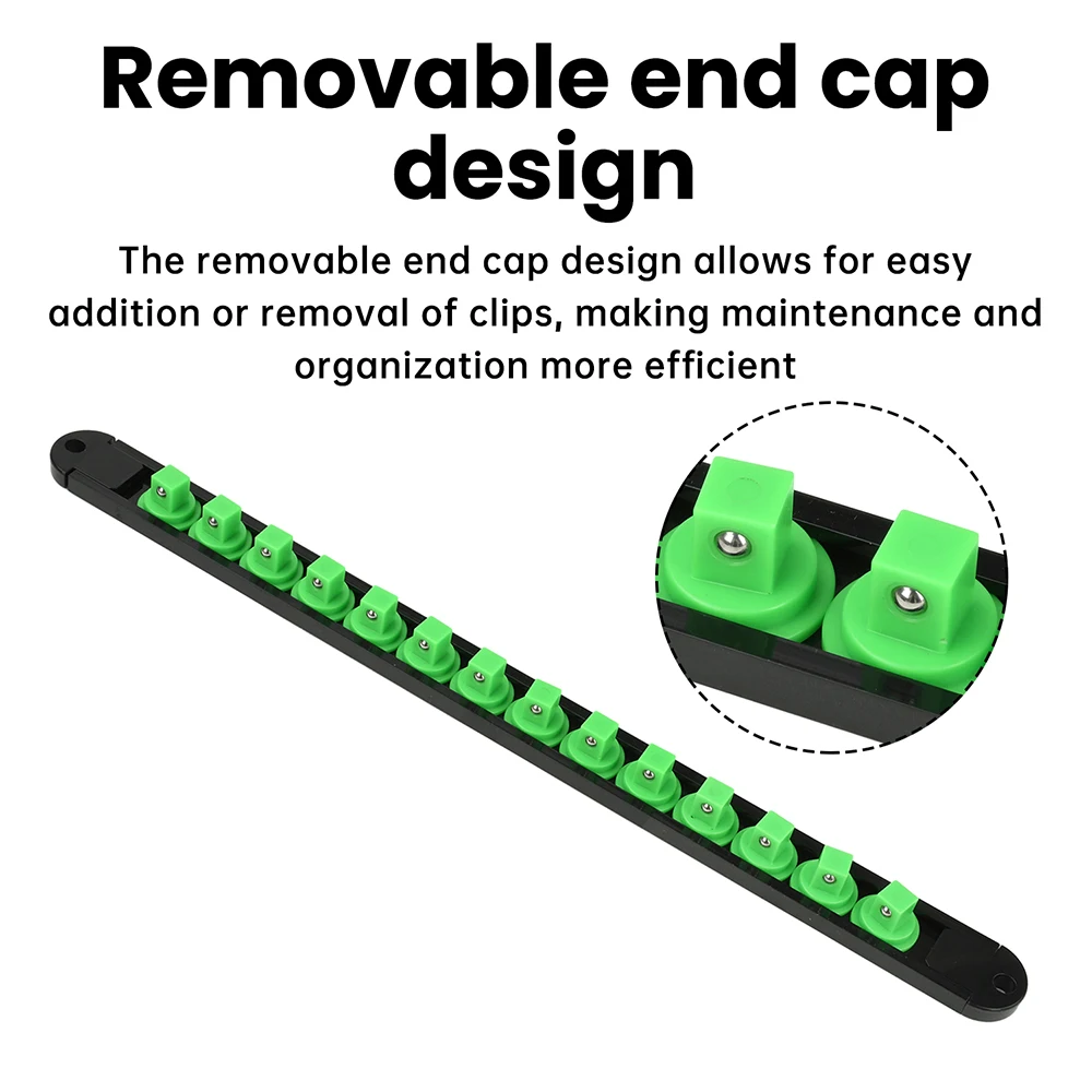 1/4 3/8 1/2 Premium Socket Clip Rail Holder Socket 360° Swivel Socket Organizer Sliding Stand Sleeve Rail Rack Tools
