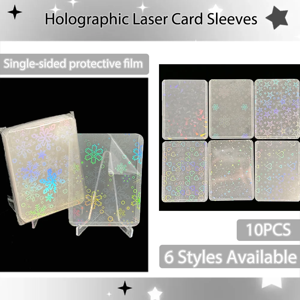 10 Stück B8 3-Zoll Holografische Fotokartenhüllen PVC Top Loader Schutzhüllen für Idol TCG Karten Einseitige Folie 9,7x6,9cm