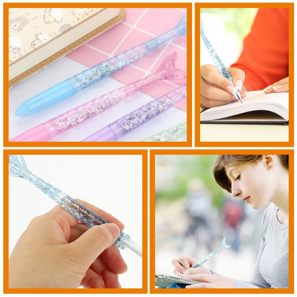 

8Pcs Mermaid Shape Pens Adorable Writing Pens Smooth Fine Point ABS Material for School Mermaid Pen