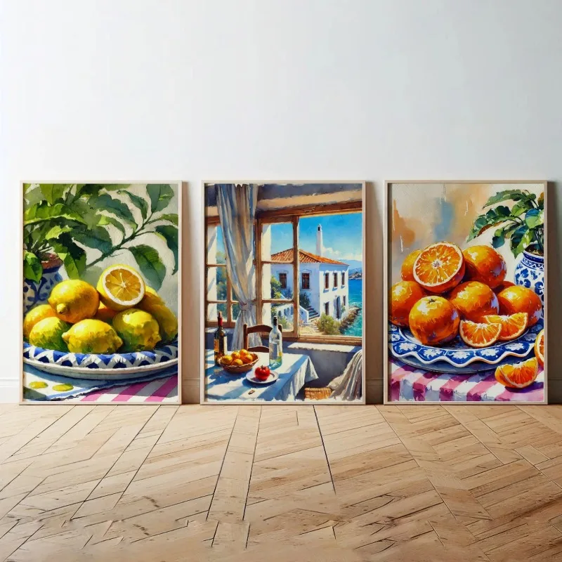 Modern Kitchen Prints Set of 3 Wall Art Italian Style Dining Room Decor | Home Room Posters | Gallery Wall Print Frameless