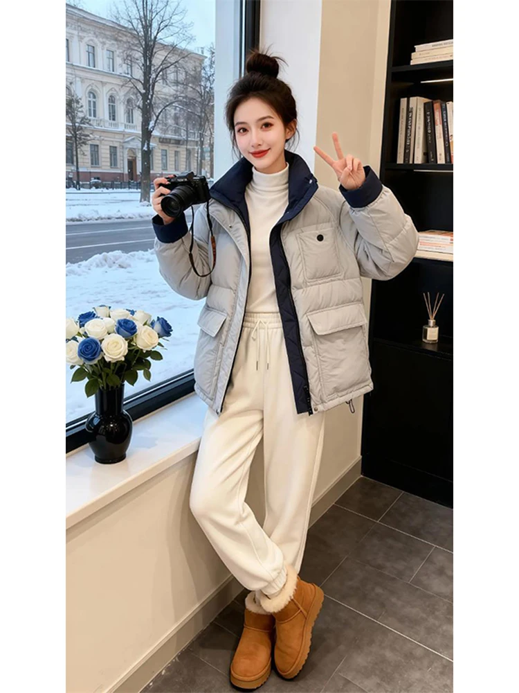 

Женская повседневная свободная хлопковая куртка на осень-зиму, новинка, корейская версия, с длинными рукавами, теплая и модная.