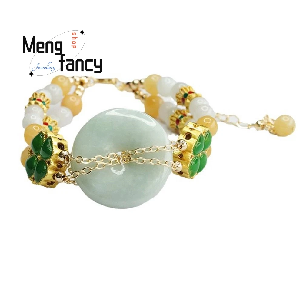 Natural Myanmar A-goods Jadeite Peace Buckle Bracelet Exquisite Elegant Fashion High-grade Luxury Quality Jewelry Holiday Gifts