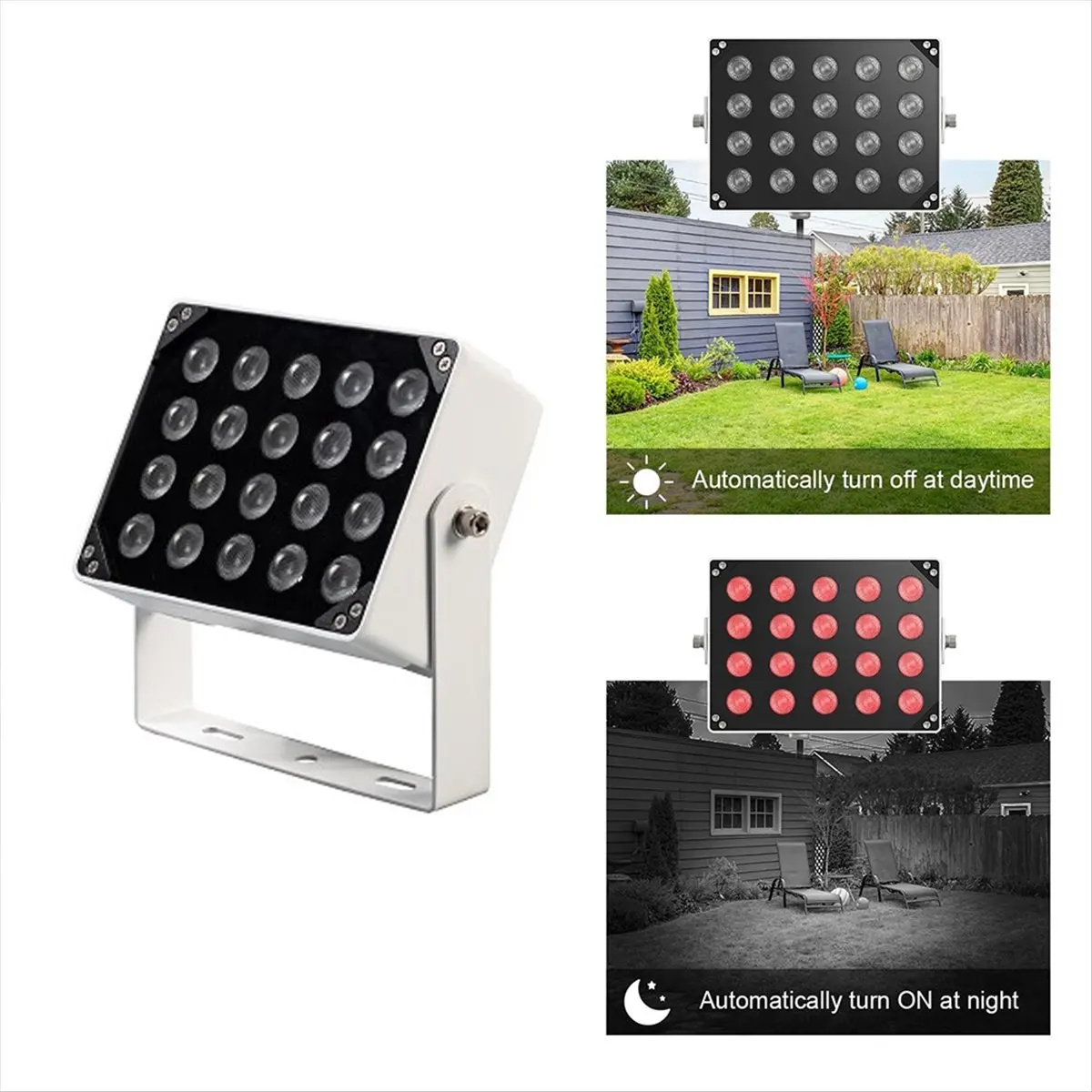 ABMO 20W Infrared 850Nm Remote LED Fill Light Security Waterproof Photosensitive Identification Capture Lights with US Plug