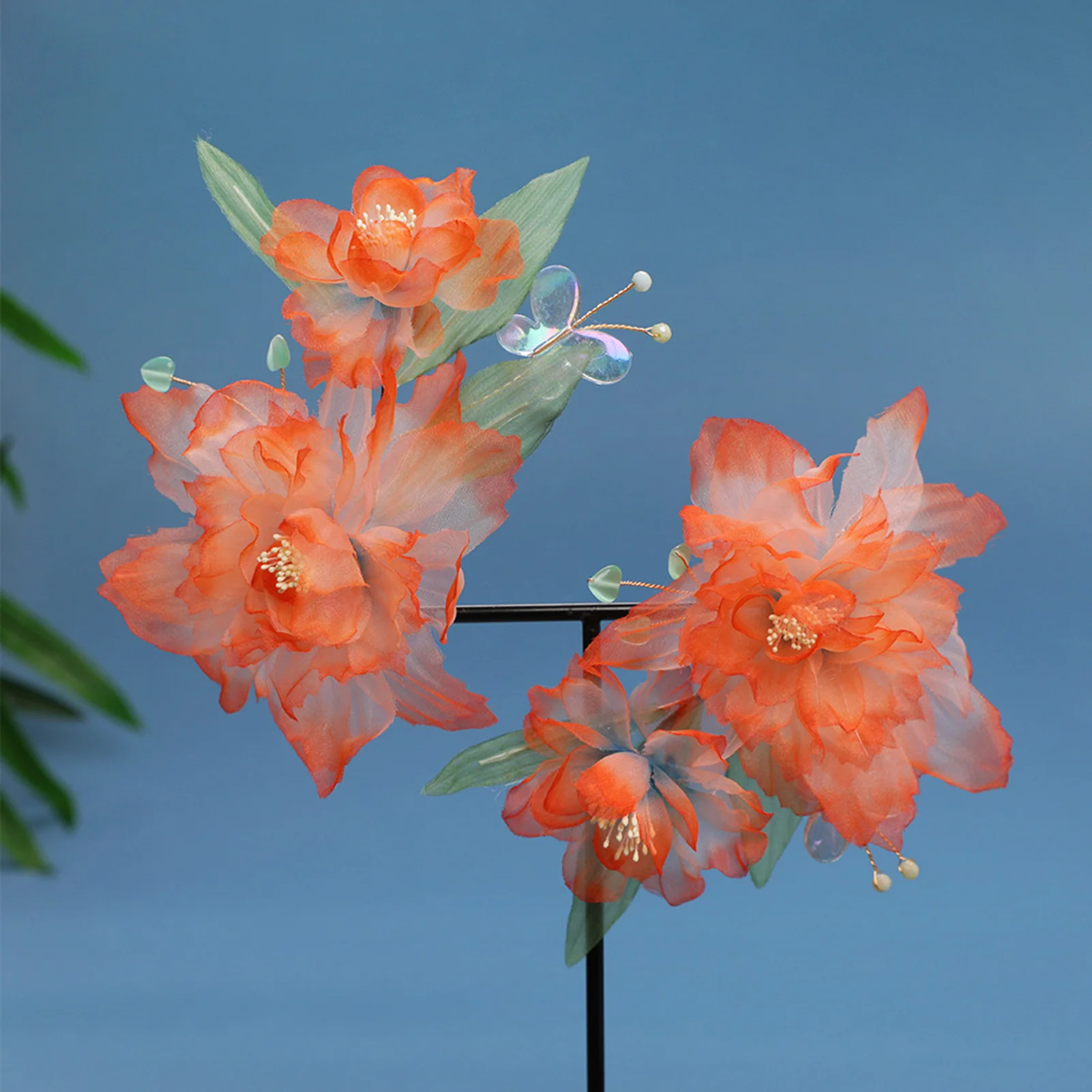 

2pcs Ancient Chinese Style Silk Floral Hairpin Hair Accessories Hair Clip Fairy Headpiece Traditional Headwear for Spring Summer