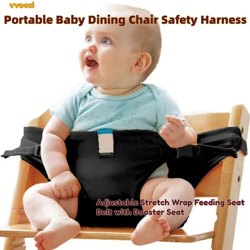 vvocci Portable Baby Dining Chair Safety Harness – Adjustable Stretch Wrap Feeding Seat Belt with Booster Seat