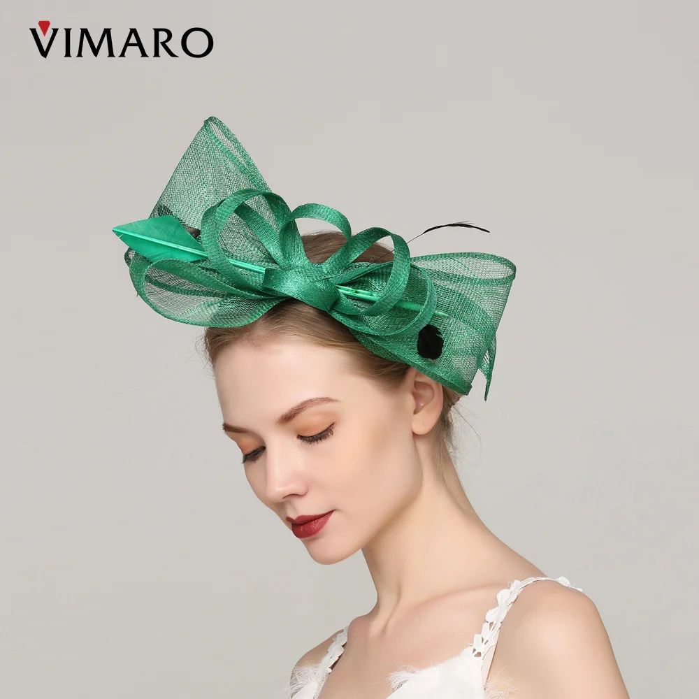 VIMARO Green Sinamay Women Fascinator Hats  Fascinators for Women Elegant  Green Fascinators for Weddings Saint Patrick's Day