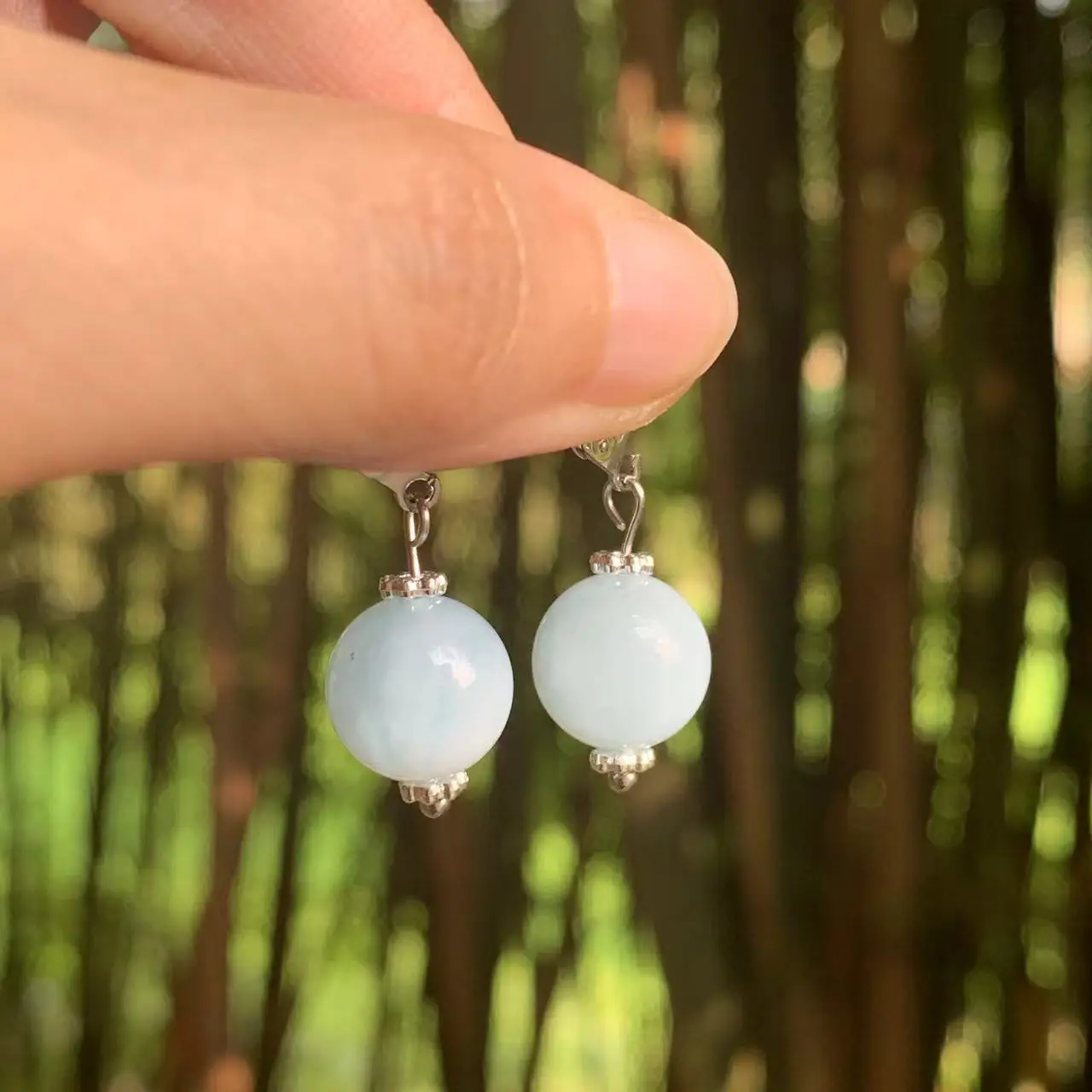 HEYYA STONE 10MM Natural Aquamarine Drop Earrings Simple Classic 925 Sterling Silver Gemstone Jewelry