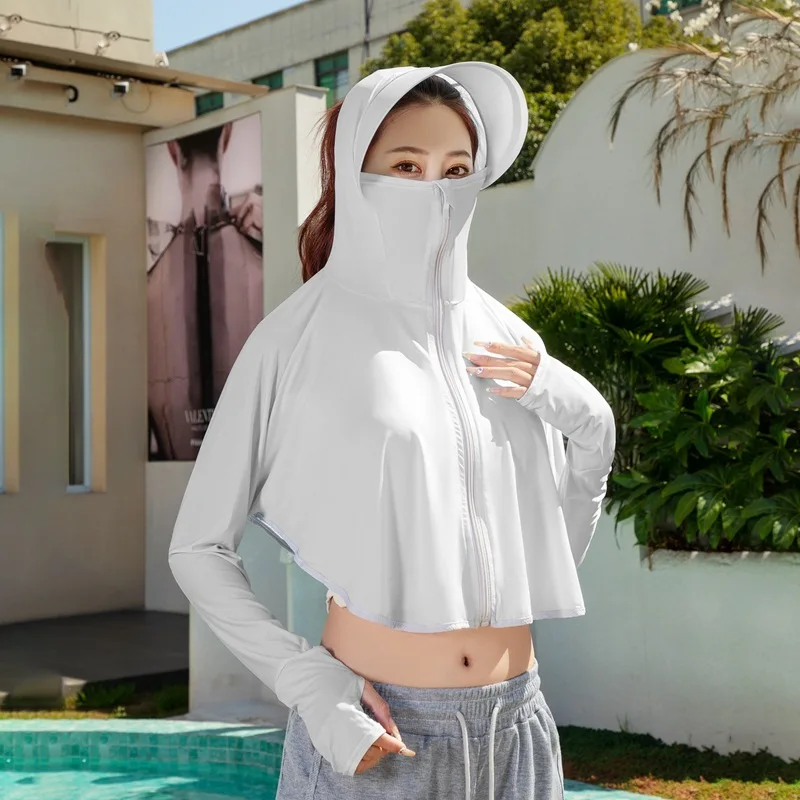 여성용 스포츠 후드티, 봄 여름 아이스 망토, 자외선 차단 셔츠, 블라우스, 배색 탑 코트, Y1