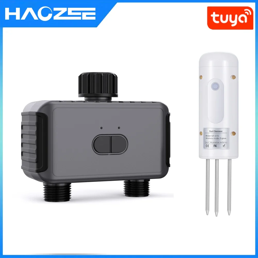 Tuya Smart Watering Timer 2 Outlet Smart Sprinkler Drip Irrigation Controller Water Valve Rain Delay Programmable Controllers