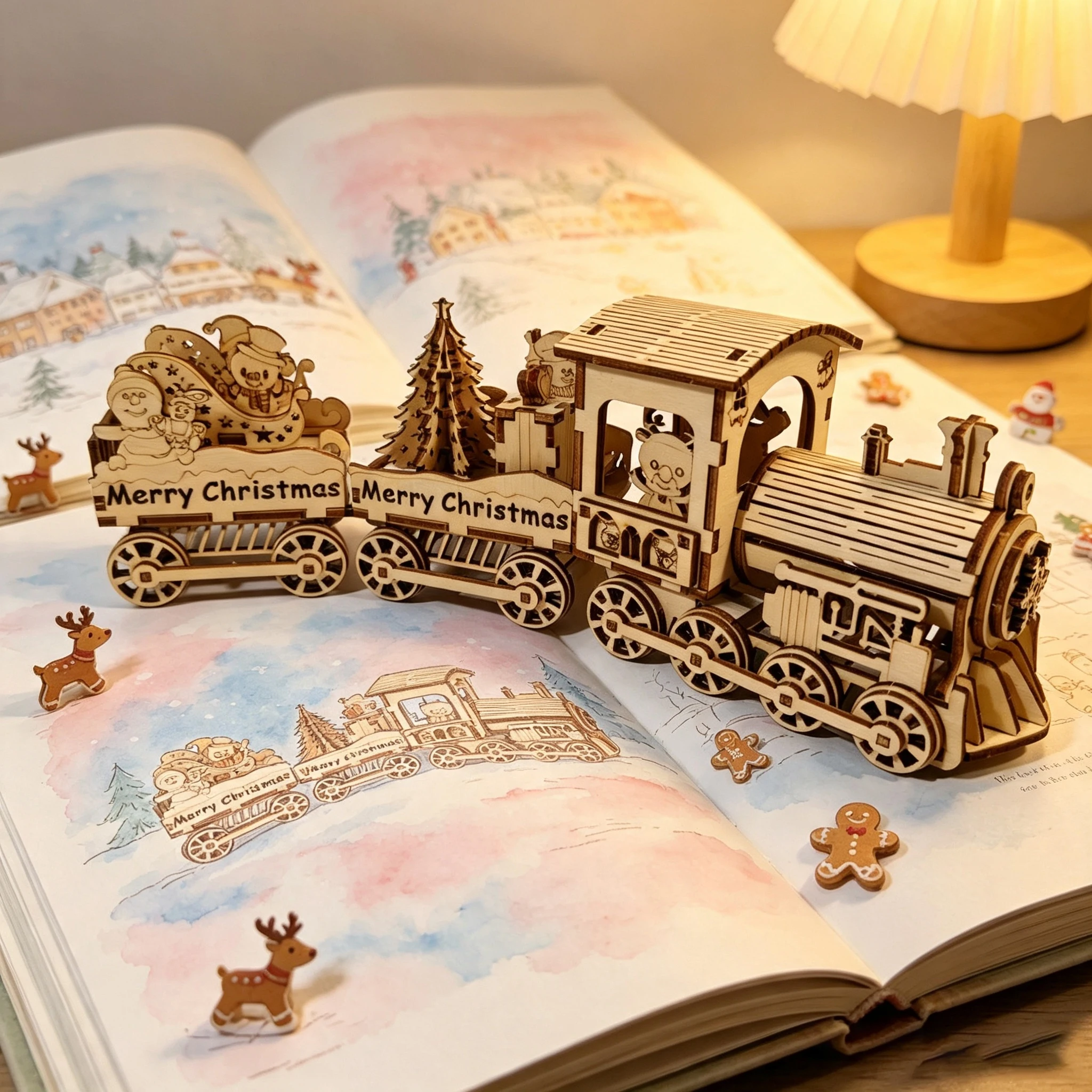 Train 3D Wooden Puzzle, Scale Model, DIY Model Kit, Handcrafted Gift, Home Decor, Assembly Toy