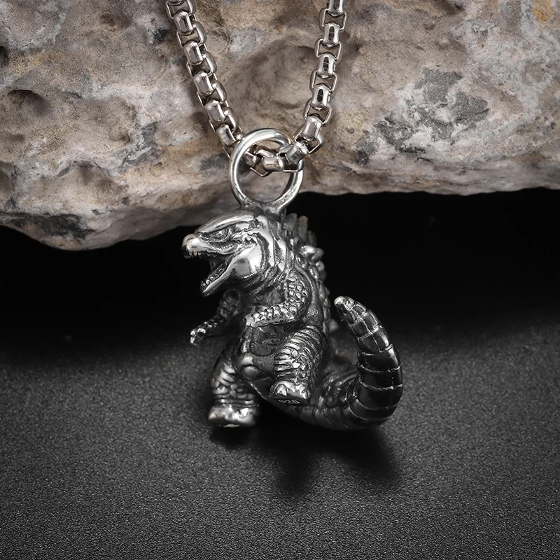 Personalized Cute Dinosaur Beast Animal Pendant Necklace Retro Punk Trendy Jewelry Boy Gift