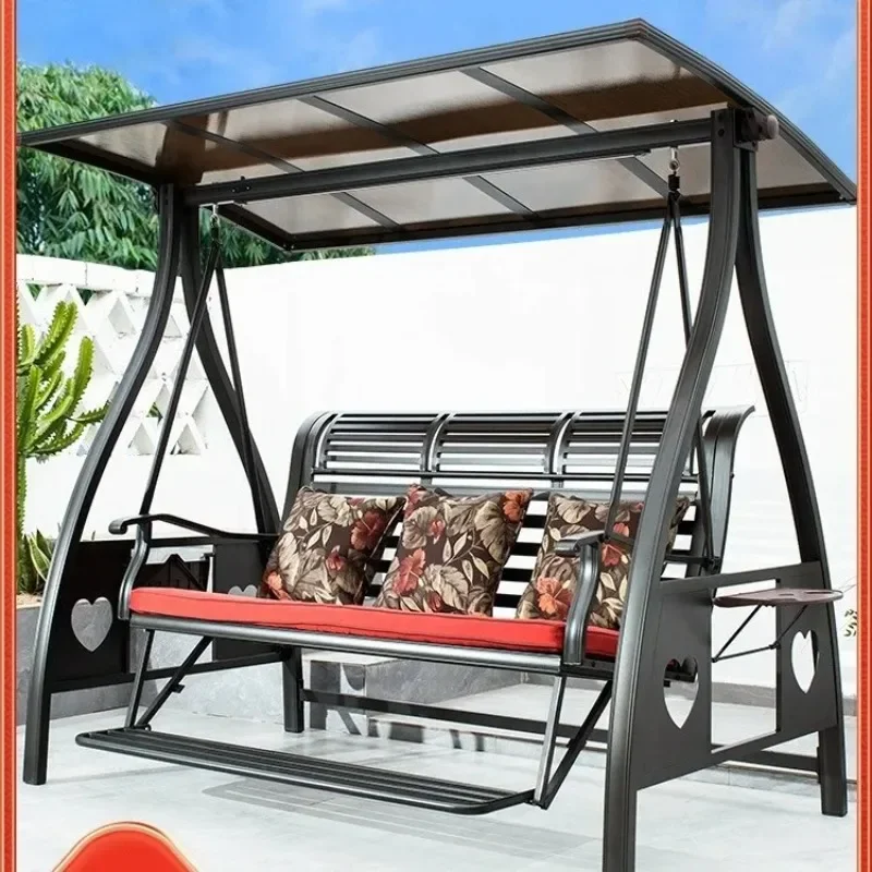 Outdoor solar swing with pedal cast aluminum alloy hanging chair outdoor rocking chair