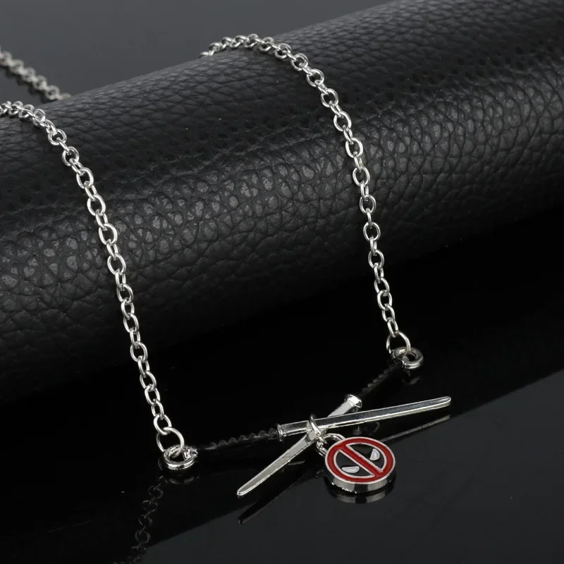 New Deadpools Double Knife Shape Pendant Necklace Super-heros Figure Fashion Simple Jewelry Alloy Material Friend Birthday Gifts