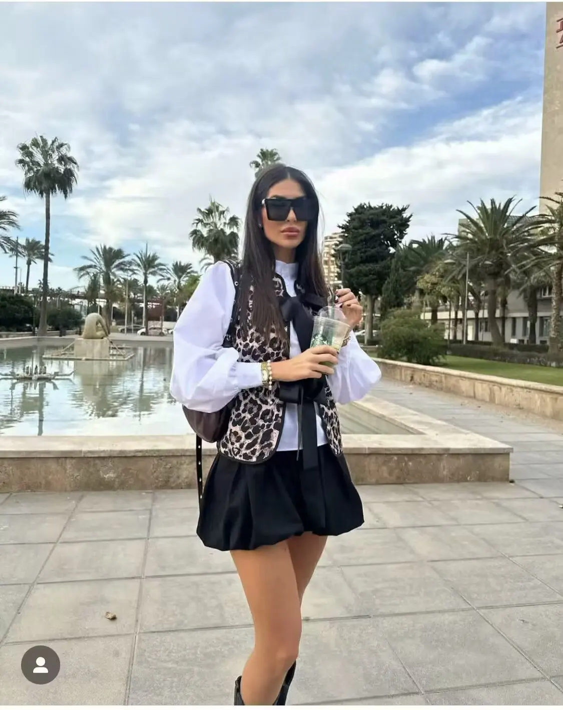 

European and American style 2025 new animal print lace-up thin cotton vest vest top