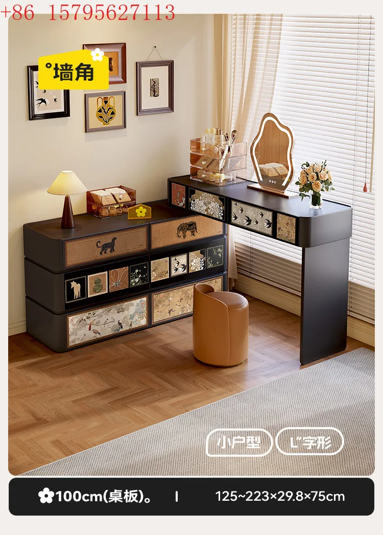 

chest integrated retractable makeup table drawer storage cabinet 2025 new bedroom corner dressing table