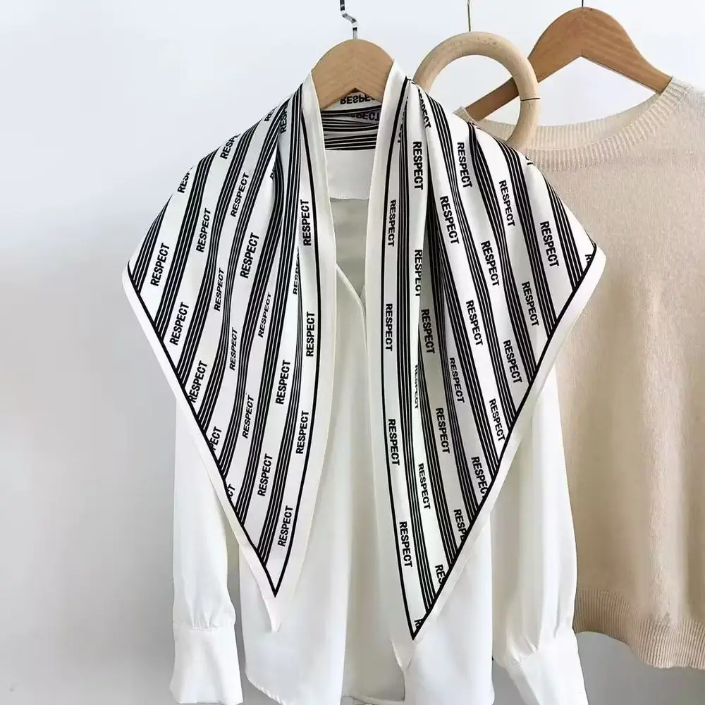 

New simulated silk triangle scarf women's thin shawl spring and autumn all-match scarf high-end scarf light luxury silk scarf