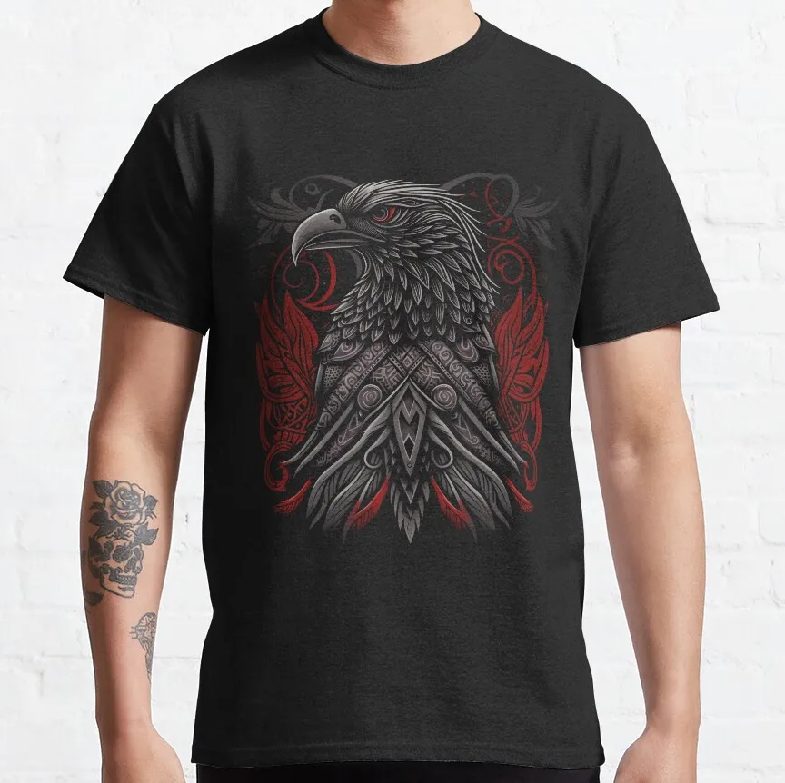 

Viking Raven Crest Gift t shirt Norse Mythology Valhalla Graphic clothes 100% cotton print tee All size tops