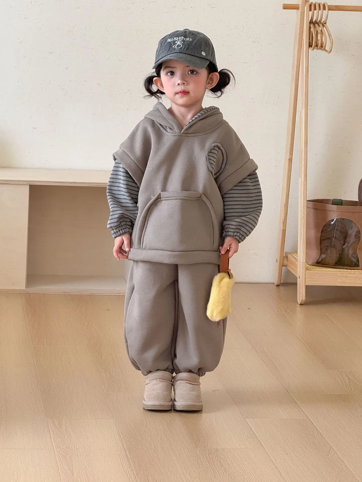 Winter Children Plus Velvet Thick Clothes Set Boys Girls Fleece Hooded Sweatshirt + Pants 2pcs Suit Kids Sports Outfits 1-8 Year