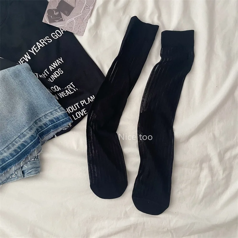 SP&CITY Korean Simple Summer Women\'s Middle Tube Socks Breathable Thin Casual Fashion Socks Soft Knit Comfort Daily Cotton Sock