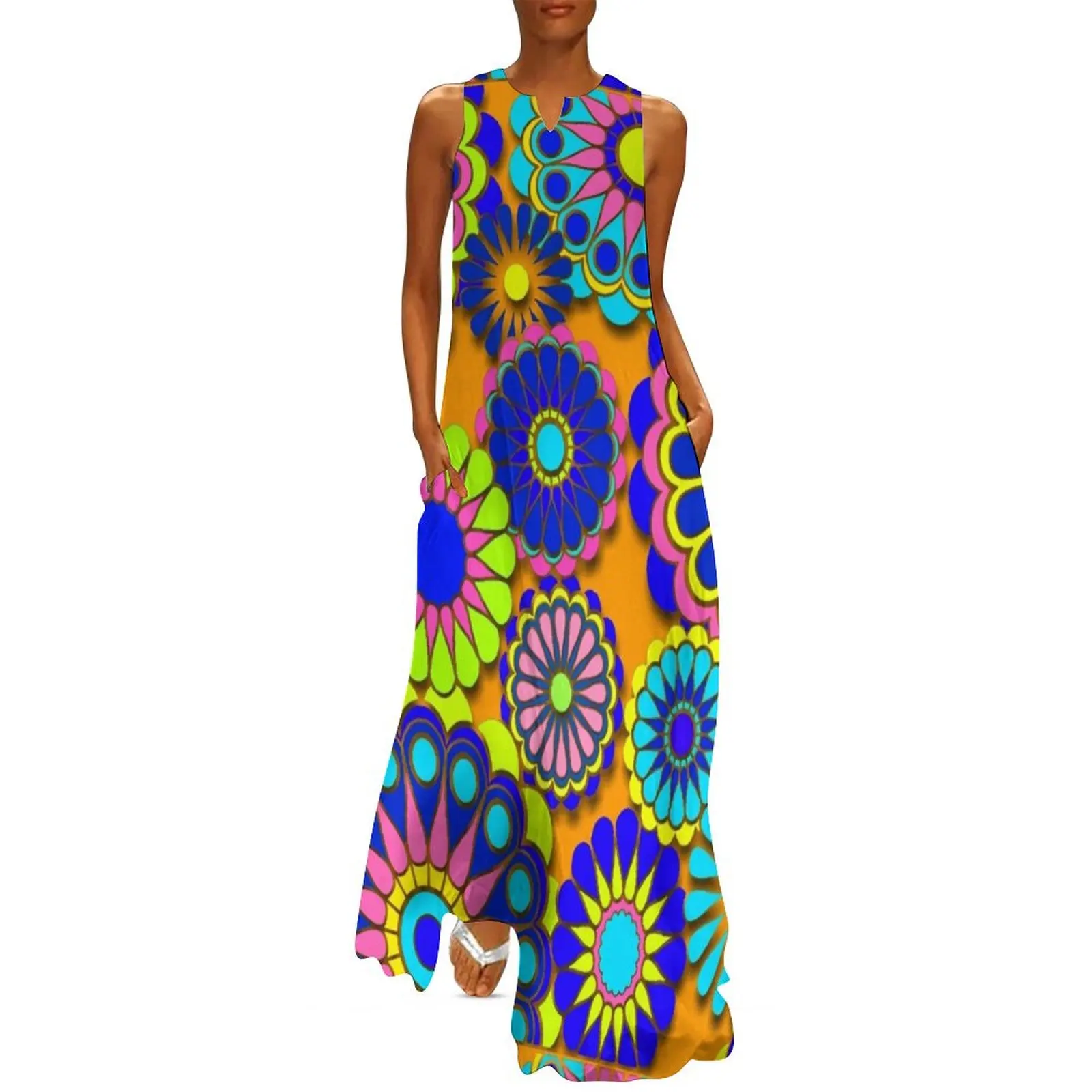 

Flower Power Retro Style Hippy Flowers Long Dress dress ladies dresses for special occasions women's dresses luxury Dress