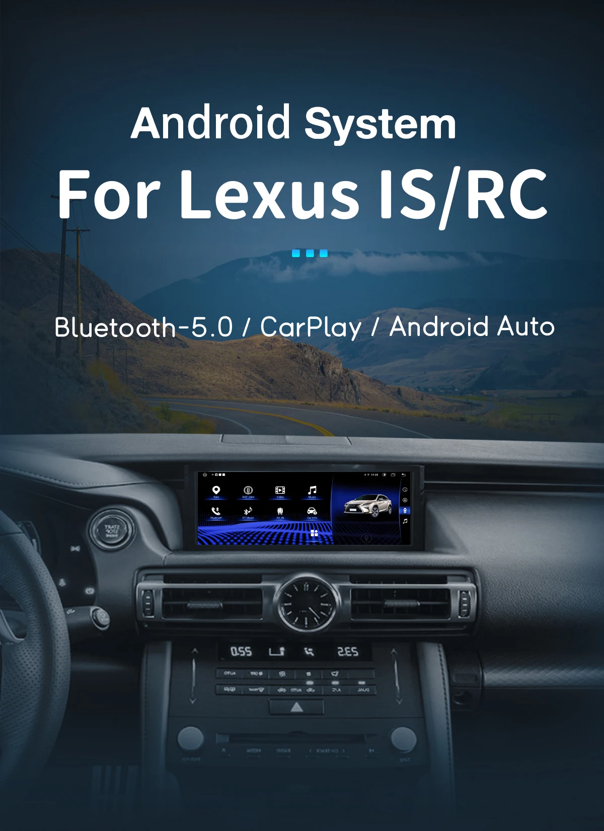 Android 14 Wireless Carplay Auto Radio For Lexus IS RC 200 250 300 350 200t 300h Multimedia Player Navigation GPS Screen Stereo