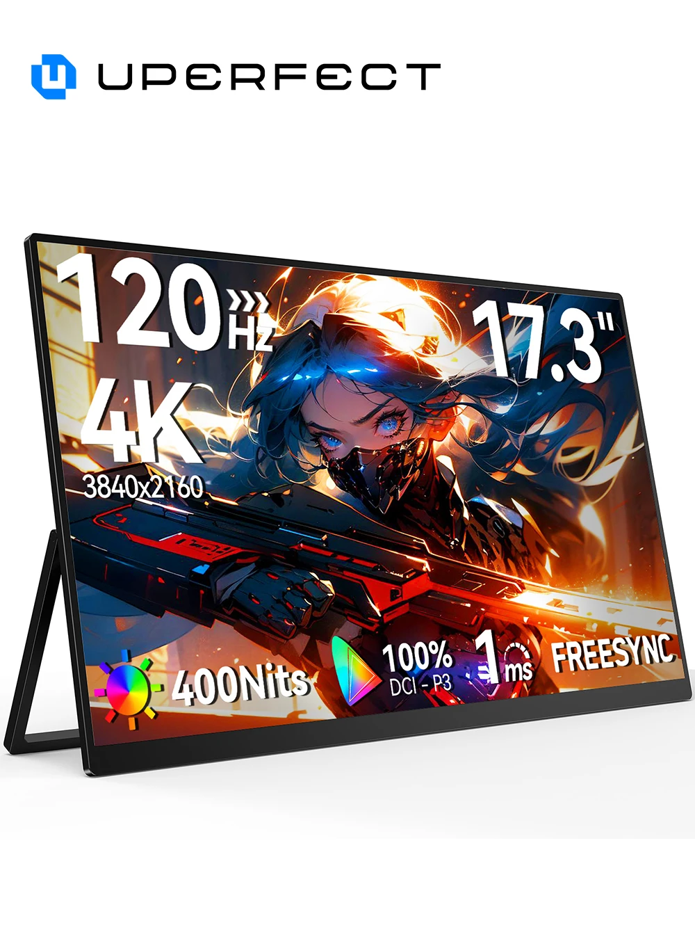 UPERFECT UColor T17 4K UHD Monitor W/ Vesa Adjustment Stand 17.3" 120Hz Gaming Display For Switch NS2 PS5 XBOX PC Laptop PC MAC