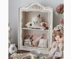 Vintage Rose Wall Shelf, 2-Tier Decorative Display Rack, Brown Resin Frame, 13x9.5 inches