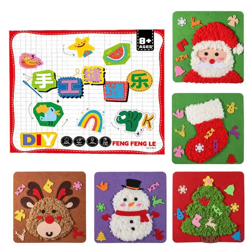 Embroidery Set for Kids Interesting Puzzle Craft Sewing Kit Interactive Hand Crafts Experience Needlepoint Kits for Children