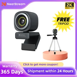 NearStream 1080P@60FPS USB Webcam with AI Noise-Canceling Microphone Software Auto Focus PC Camera With Microphone Plug-and-Play