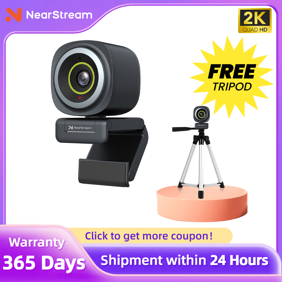 NearStream 1080P@60FPS USB Webcam with AI Noise-Canceling Microphone Software Auto Focus PC Camera With Microphone Plug-and-Play