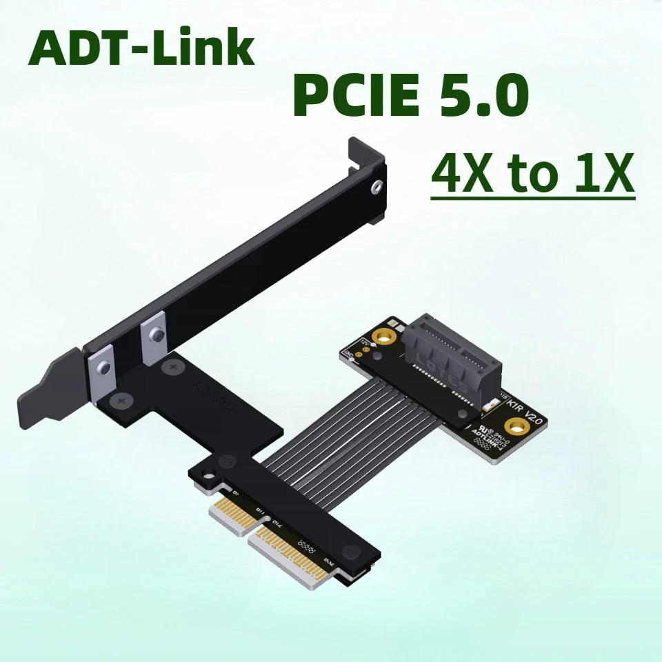 PCIE 5.0 4X to 1X Extension Cable PCIe 5.0 x1 Gen5 32Gbps Riser Cable Silver-Plated for Network Card HDD SSD Hard Drive USB Card