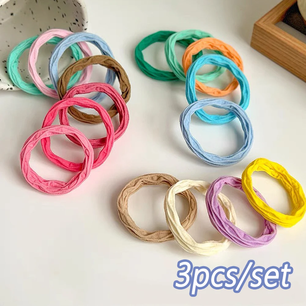 3pcs/Set Simple Solid Color Hair Ties Rope Elastic Seamless Ponytail Holder Scrunchies For Women Girls Sweet Headress